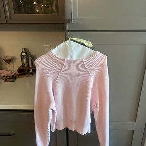 Free People Pale Pink Ribbed Crewneck Sweater
